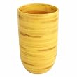 EXP Spun-Bamboo-Style High Gloss Yellow Handmade Ceramic Open Flower Vase