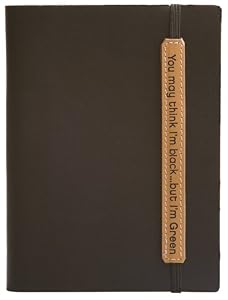 Go Green! Eco Friendly Recycled Leather Lined Diary / Journal, Black, 5x7"