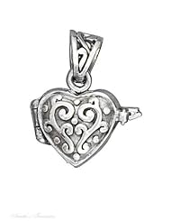 Sterling Silver 18" .8mm Wide Box Chain Necklace With Small Puffed Heart Locket Pendant