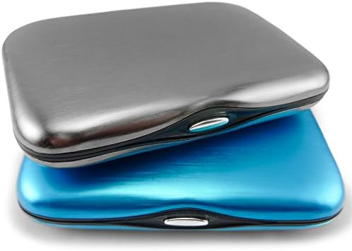 RFID Blocking Credit Card Cases - 2 Pack of High Quality Wallets in Blue and Grey. By Theft Deflect