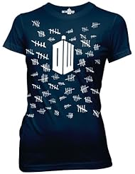 Apparel: Doctor Who T-Shirt - Tally Marks Juniors Tee S navy