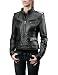 Forzieri Women's Black Quilted Leather Zip Motorcycle Jacket