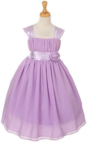Big Girls Lavender Yoryu Chiffon Satin Flower Girl Easter Dress 14