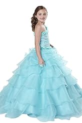 Girls Organza Lace One Shoulder Pageant Dress/Party Dress 