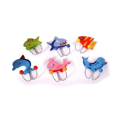 Wooden Coat Hooks - Sea Creatures - Set of 6