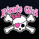 Youth T-Shirt : Pirate Girl - Trendy Design With Girly Skull And Crossbones - FLOCK (It's Fuzzy!)
