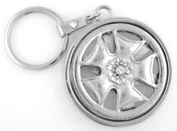 5 FAT Spoke Rim Dub Spinning Spinner LARGE KEYCHAIN bling