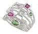 Sterling Silver Multi-Color CZ Ring with Twisted Band