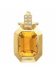 18K Yellow Gold Emerald Cut Citrine Pendant -- LIFETIME WARRANTY