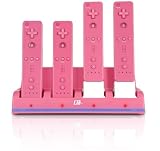 Wii 4 Controller Charging Station with 4 Rechargeable Batteries - Pink