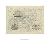 Antique Map Of Asia By Unknown. ART GICLEE ON CANVAS with 3/4 inch deep bars. Size: 25.5 x 20.5 Inches