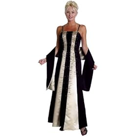 Sexy Spaghetti Straps 2 Tone Embroidered A Line Long Evening Bridesmaid Prom Gown + Scarf