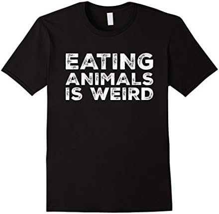 Men's Eating Animals Is Weird T-Shirt - Vegan Vegetarian Funny Tee Medium Black