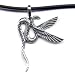 18 Winged Serpent Black Cord Necklace Sterling Silver Jewelry Gift Boxed