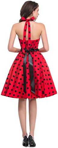 PAUL JONES Womens Polka Dots Vintage Rockabilly Dress Red Black(L)