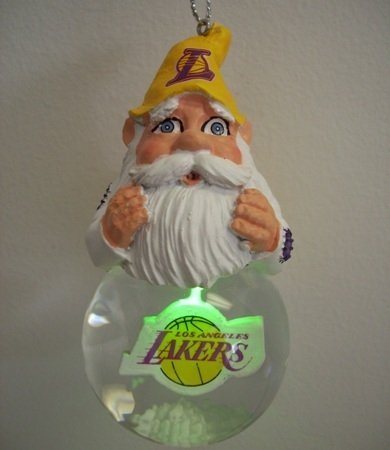 Los Angeles Lakers Light Up Snow Globe Gnome Ornament