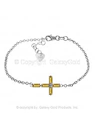 Citrine Cross Bracelet in 14k White Gold