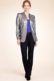 Twiggy for MS Woman Open Front Longline Sequin Blazer