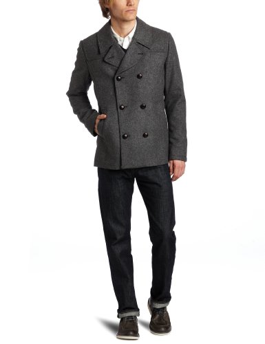 Ted Baker Men's Crumlin Leather Button Reefer Coat - Grey - 5