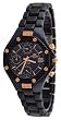 Oniss #ON8201-L Women's Multi Function 3 Dial Display Black Ceramic Watch