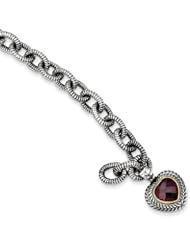 SS 5.71ct 14k Yellow Gold Rhodilite Garnet Heart Vintage Style Bracelet