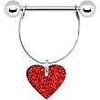 Red Glitter Heart Dangle Nipple Ring