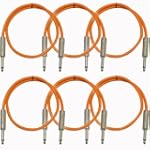 Seismic Audio - SASTSX-2 (6 Pack) - 2 Foot TS 1/4" Guitar, Instrument, or Patch Cables Orange