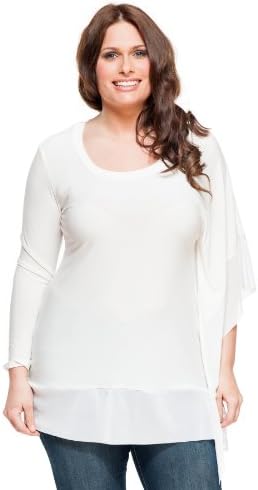 Artizan Plus Size Womens Robin Luxe Look Tunic Blouse Ivory Medium/Large