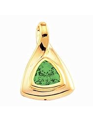 14K Yellow Gold Trillion Cut Emerald Pendant -- LIFETIME WARRANTY