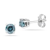Sterling Silver Blue Diamond Stud Earrings (0.10 cttw, I-J Color, I2-I3 Clarity)