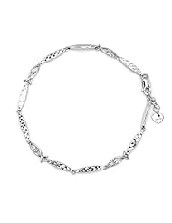 14K Italian White Gold Diamond Cut Fish Link Bracelet (6.5"), Women Girl Jewelry in Gift Box