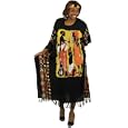 Massai Family Kaftan Caftan With Matching Headwrap - Black with Brown or Yellow Highlights