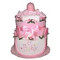Classy Pink Baby Diaper Cake for Newborn Girls - Unique Shower Gift Idea or Centerpiece