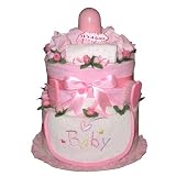 Classy Baby Diaper Cake - Unique Baby Shower Gift or Centerpiece
