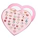 SUNMALL 36 pcs Little Girl Adjustable Rings in Box, Children Kids Jewelry Rings Set with Heart Shape Display Case, Pretend Play and Dress up Rings, Random Shape and Color