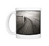 Pinhole camera image of view along timber walkway of Blyth Pier towards Photo Mugs