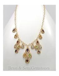 Amethyst Necklace In Brass