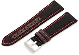 Hadley-Roma Men's MSM848RQ 240 24-mm Black Genuine 'Kevlar' with Red Stitching Watch Strap