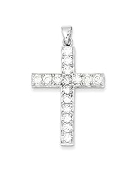 Sterling Silver Latin White Cubic Zirconia Cross Pendant