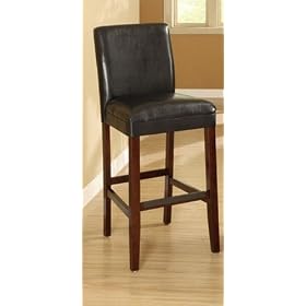 Set of 2 Counter Height Stool with Black Faux Leather in Brown Finish F10287 by click 2 go