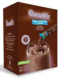 CocoaVia Dietary Supplement, Unsweetened, Dark Chocolate 0.28 Ounces each, 30 Count
