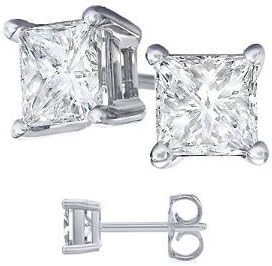 4.00 Carat Total Cubic Zirconia Princess Cut 925 Sterling Silver Stud Earrings Princess Cut Cubic Zirconia. 2.00 Carat Each Stone