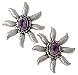 Amethyst earrings, 'Purple Sun' 1 W 1 L