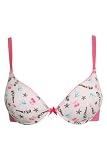 Torrid Plus Size White and Pink Pinup Sensuous Plunge Bra 40C-44DDD