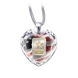U.S. Army Crystal Heart Pendant Necklace by The Bradford Exchange