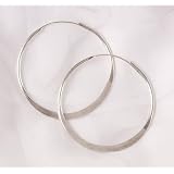 Hammered Sterling Silver Hoop Earrings - 1.5 Inch