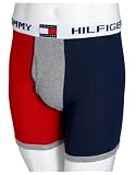 Tommy Tommy Hilfiger Mens Colorblock Boxer Brief, Grey Heather/Red/Navy, Large