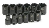 SK Hand Tools 4062 12-Piece 3/8-Inch Drive 6 Point High Visibility Standard Metric Impact Socket Set