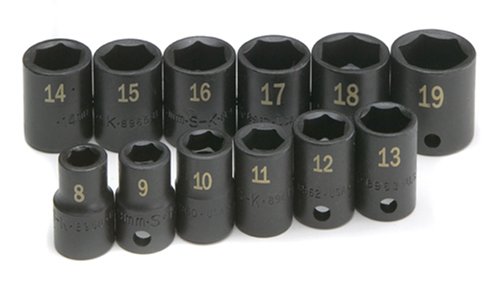 SK Hand Tools 4062 12-Piece 3/8-Inch Drive 6 Point High Visibility Standard Metric Impact Socket Set On Sale