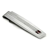 Lamborghini Red White Red Stone Titanium Steel Tie Bar